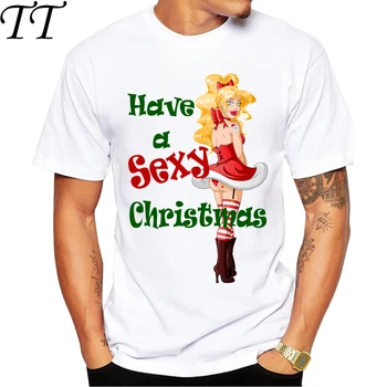 2019 Ir Seksīgs Ziemassvētku Vīriešu T-krekls Modes Elfu Meiteni Iespiesti Vīriešu T Krekli ar Īsām Piedurknēm Smieklīgi Topi gt213