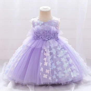 Jaunas mazas Meitenes Cosplay Vasaras Ziedu Kleitas Meitene Violeta Kleita Apģērbu ar Pērlēm Skaistuma Princese Drēbes Customes
