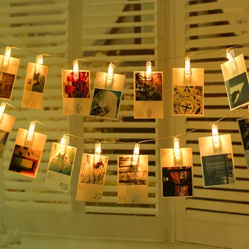 6M 40LED Peg Stīgu Gaismas LED Klipu Kartes Foto Turētājs Pasaku Gaismas Ziemassvētku Vainags Gaiši Kāzas, Dzimšanas dienas svinības Guļamistaba Dekori