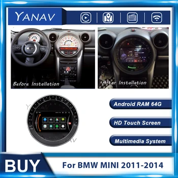 Automašīnas Radio 2 Din Android Audio BMW MINI 2011. - 2014. gadam Carplay GPS Navigācijas Auto Stereo Uztvērēju Multivides MP3 Atskaņotājs Galvas Vienības