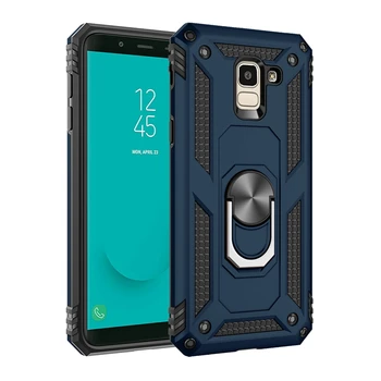 Luksusa Bruņas Triecienizturīgs Case For Samsung Galaxy J6 2018 J6 Plus Ministru J600F/DS, SM-J610FN/DS, SM-J610G Magnētisko Gredzenu Turētāja Vāku