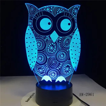 Acu Peeking Pūce 3D Nakts Gaisma 7 Krāsas Izmaiņas LED Galda Galda Lampa Mākslas Bērna Guļamistabā Guļ Dekoru Brīvdienu Puse Dāvanas AW-2961