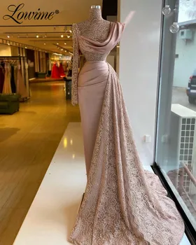 Mežģīnes Oficiāla Vakara Kleita Vienu Plecu Kāzu Kleitas Vestidos Formales Ir 2021. Plus Lieluma Dubaija Balles Kleitas, Garas Vakara Tērpu