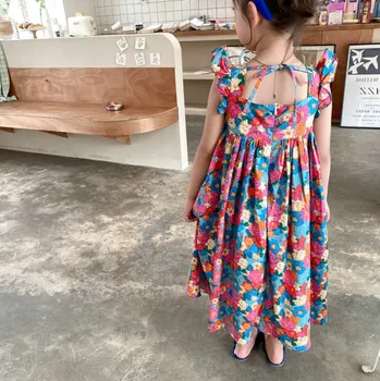 Vairumtirdzniecības 2022 Baby Meitenes Modes Vasaras Printed Kleita, Princese Bērni Cute Apģērbs, 5 gab./daudz CHUANG 22157